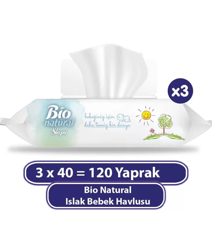 Sleepy Bio Natural Islak Havlu Mendil 3x40 120 Yaprak