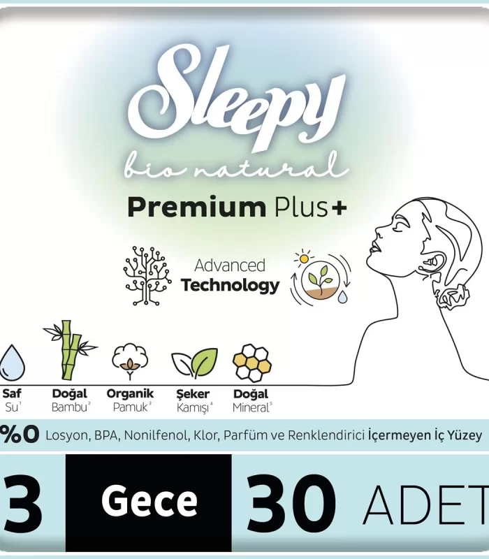 Sleepy Bio Natural Premium Plus Mega Gece Ped 30 Adet