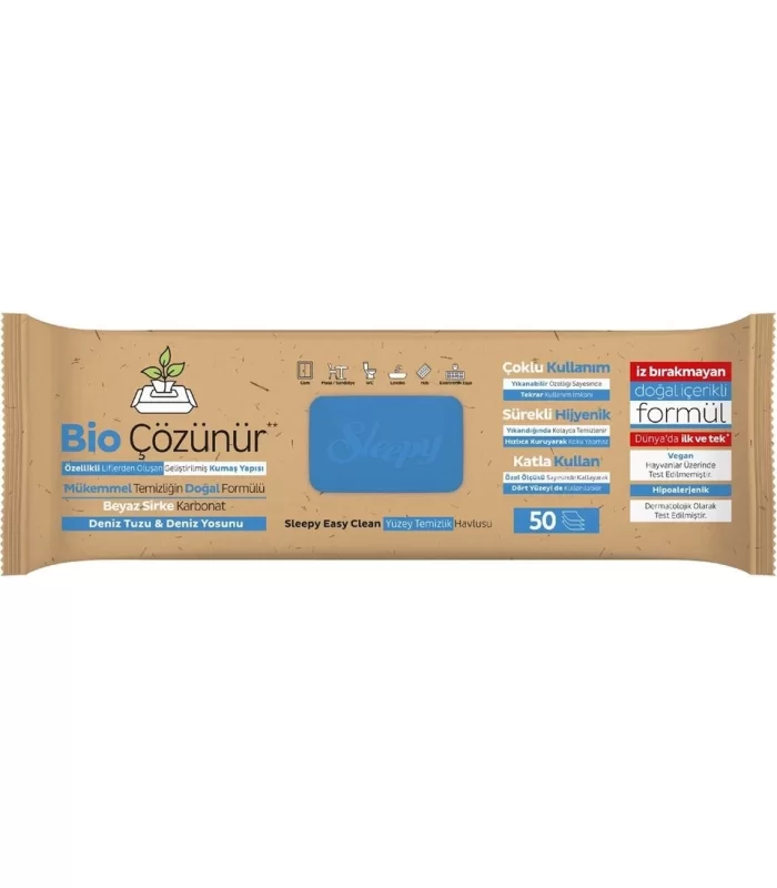 Sleepy Bio Yüzey Temizlik Havlusu 50 Adet Deniz Tuzu Yosun