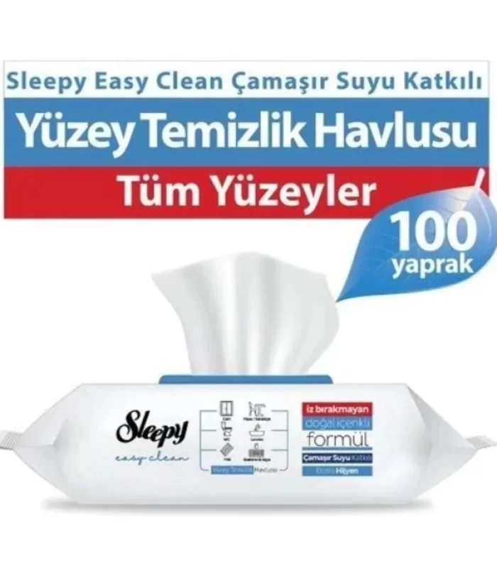 Sleepy Çamaşır Suyu Katkılı Yüzey Temizleme Havlusu 100 Adet