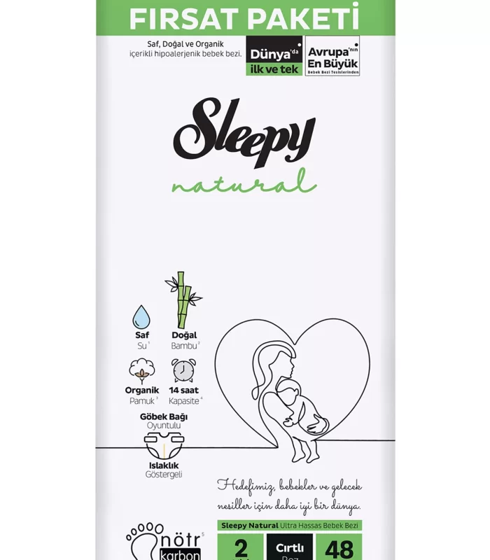 Sleepy Natural Bebek Bezi Fırsat Paketi 2 Beden 48 Adet