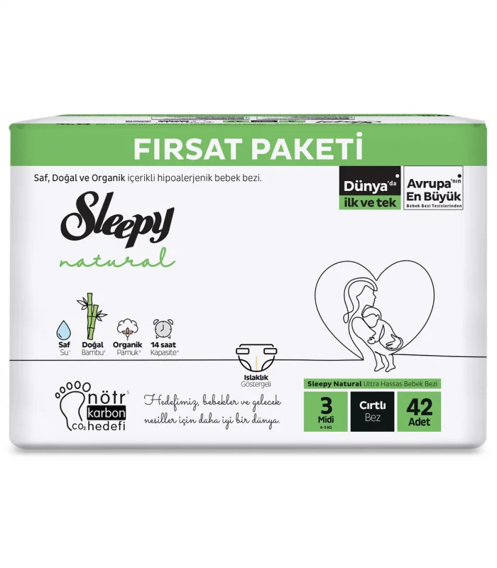 Sleepy Natural Bebek Bezi Fırsat Paketi 3 Beden 42 Adet