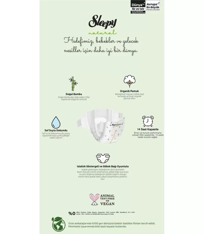 Sleepy Natural Bebek Bezi Gross Paket 5 Beden 11-18 Kg 100 Adet
