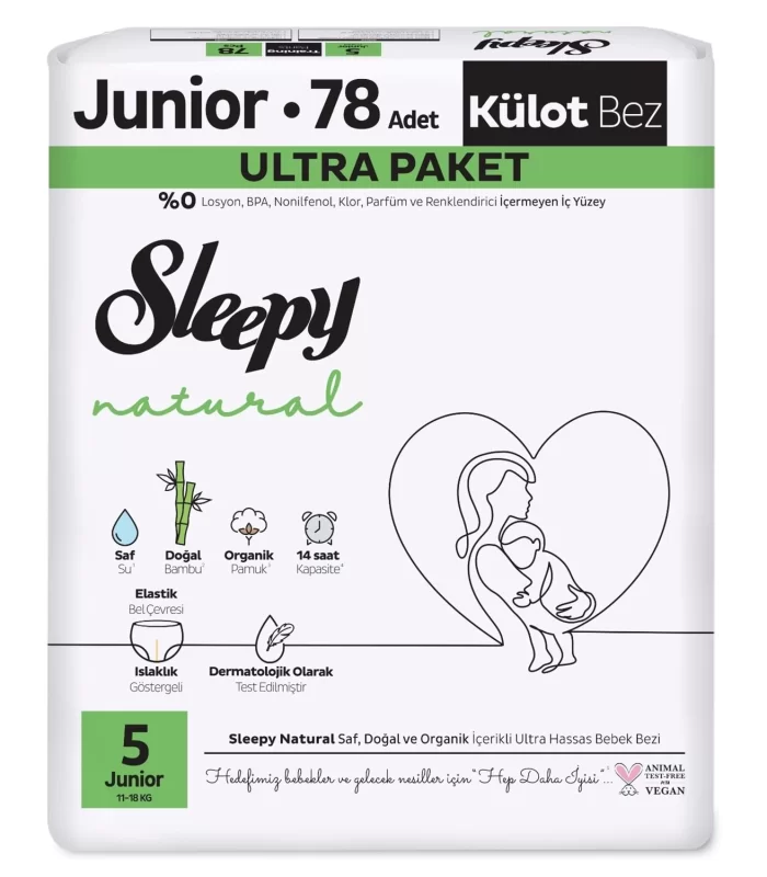 Sleepy Natural Külot Bez 2li Ultra Paket 5 Beden 78 Adet