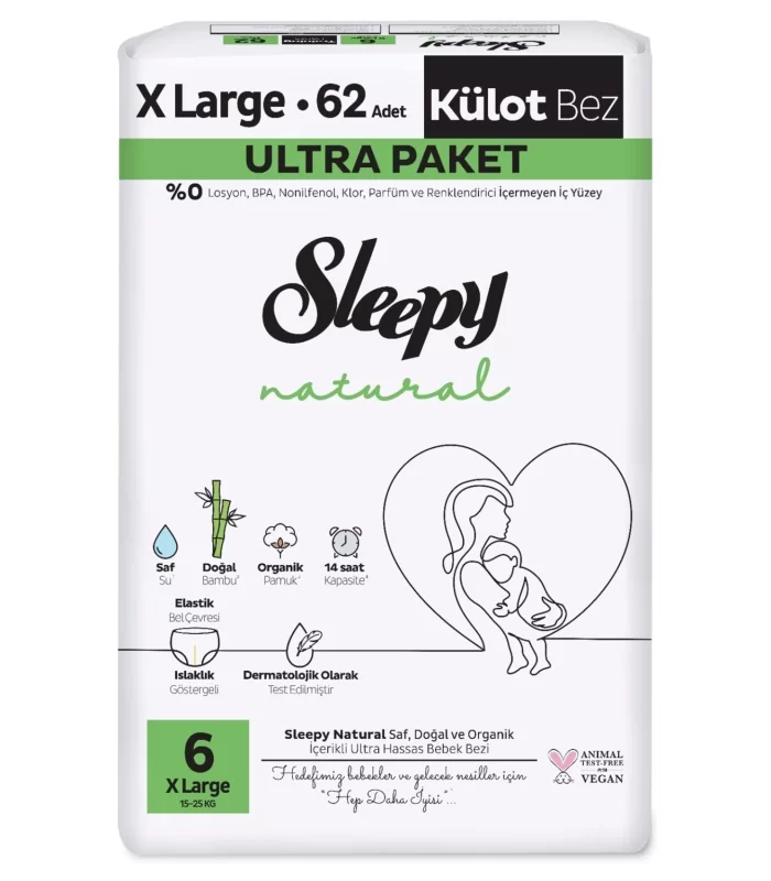 Sleepy Natural Külot Bez 2li Ultra Paket 6 Beden 62 Adet