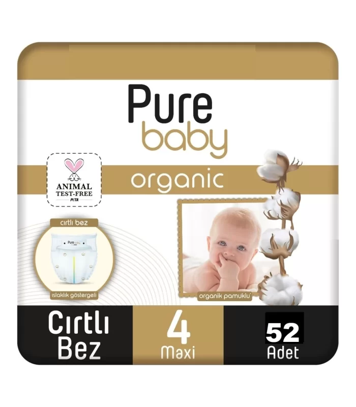 Sleepy Pure Baby Organik Bebek Bezi 2li Jumbo 4 Beden 7-16 Kg 52 Adet