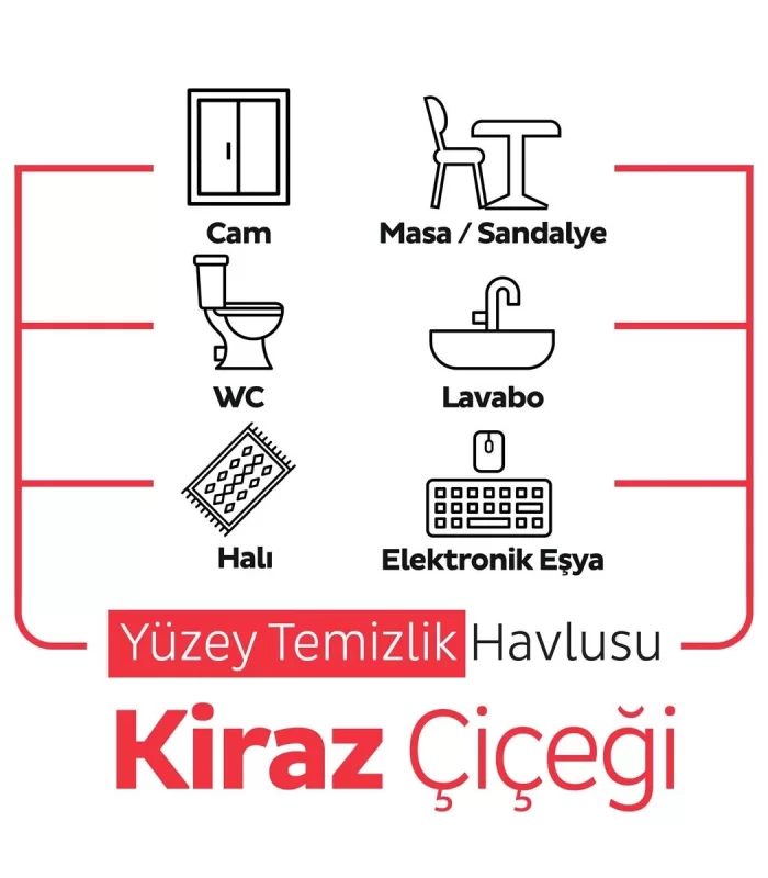 Sleepy Yüzey Temizlik Havlusu 100 Adet Kiraz