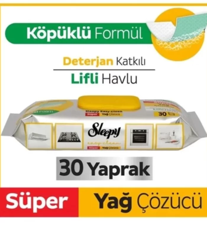 Sleepy Yüzey Temizlik Havlusu 30 Adet Yağ Çözücü