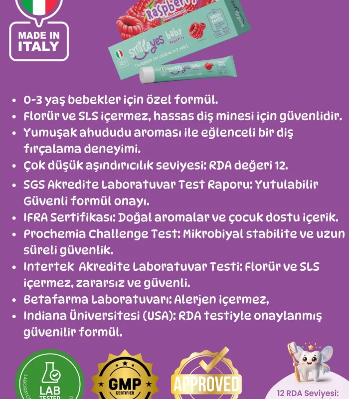 Smileyes Baby Diş Macunu 0-3 Yaş 30 Ml Raspberry