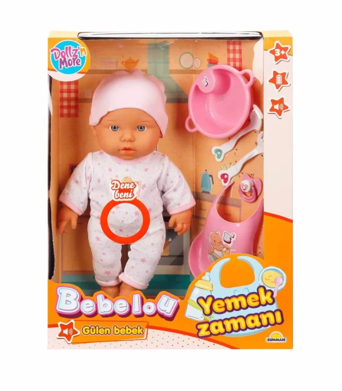 Sunman Bebelou Yemek Zamanı Sesli Bebek Seti 35 Cm