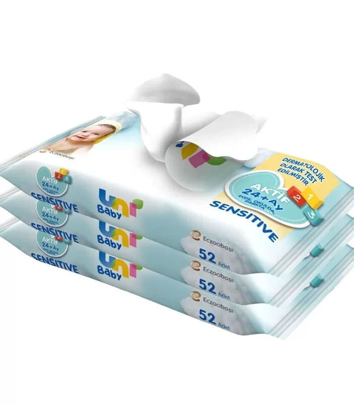 Uni Baby Aktif Sensitive Islak Havlu Mendil 3lü 156 Yaprak