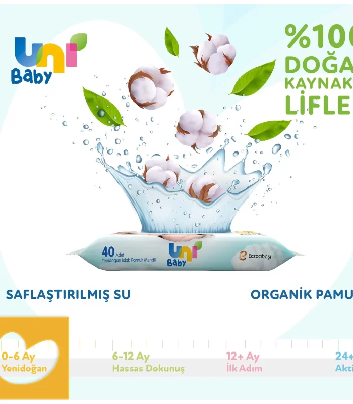 Uni Baby Yenidoğan Islak Havlu Mendil 3lü 120 Yaprak