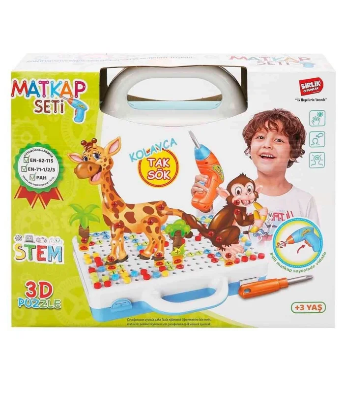 URT014-001 Birlik, 3D Eğitici Matkap Seti Hayvanlar Özel Fiyatlı Ürün