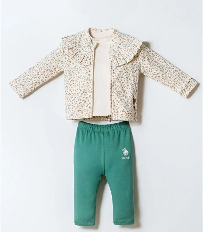 U.s. Polo 3lü Takım Usb2981 Ekru Yeşil