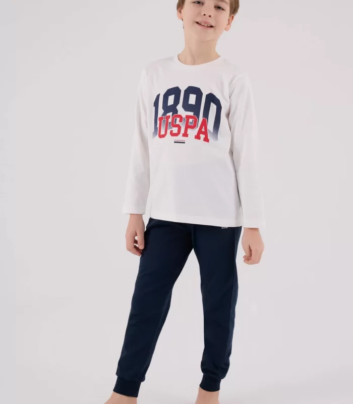 U.s. Polo Assn Uzun Kol Pijama Takım Us2203-4 Beyaz