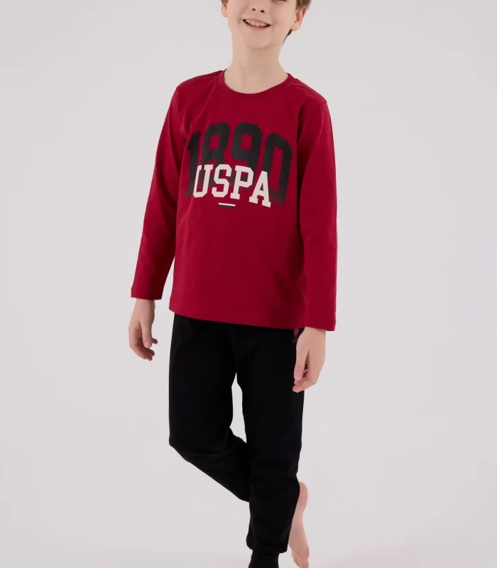 U.s. Polo Assn Uzun Kol Pijama Takım Us2203-4 Bordo