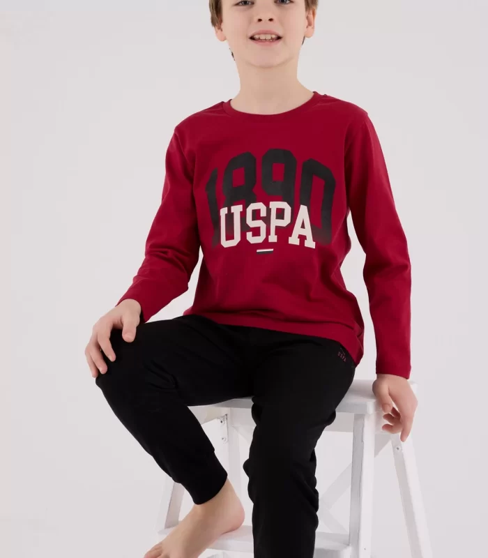 U.s. Polo Assn Uzun Kol Pijama Takım Us2203-4 Bordo