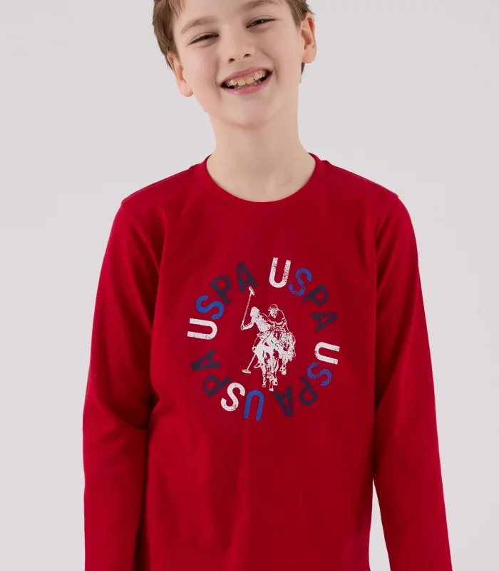 U.s. Polo Assn Uzun Kol Pijama Takım Us2214-4 Kırmızı