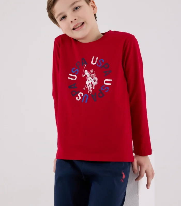 U.s. Polo Assn Uzun Kol Pijama Takım Us2214-4 Kırmızı