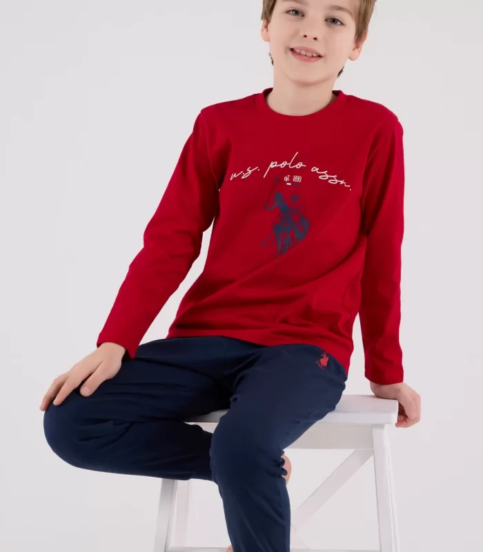 U.s. Polo Assn Uzun Kol Pijama Takım Us2233-4 Kırmızı
