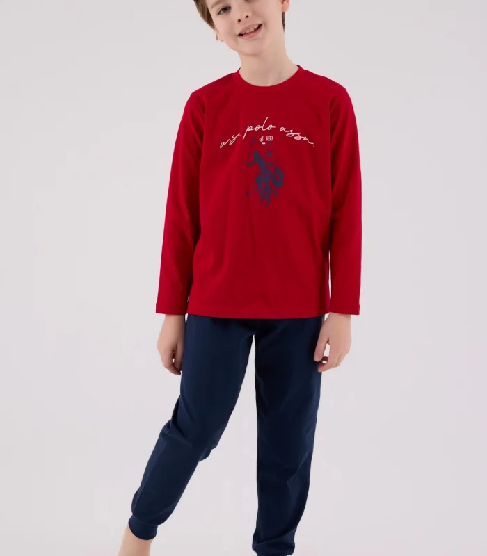 U.s. Polo Assn Uzun Kol Pijama Takım Us2233-4 Kırmızı