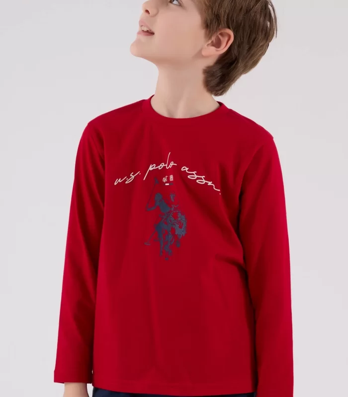 U.s. Polo Assn Uzun Kol Pijama Takım Us2233-4 Kırmızı