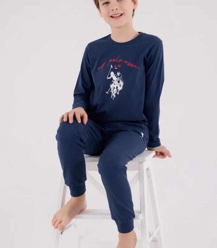 U.s. Polo Assn Uzun Kol Pijama Takım Us2233-4 Koyu İndigo