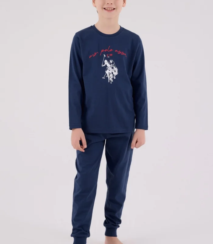 U.s. Polo Assn Uzun Kol Pijama Takım Us2233-4 Koyu İndigo