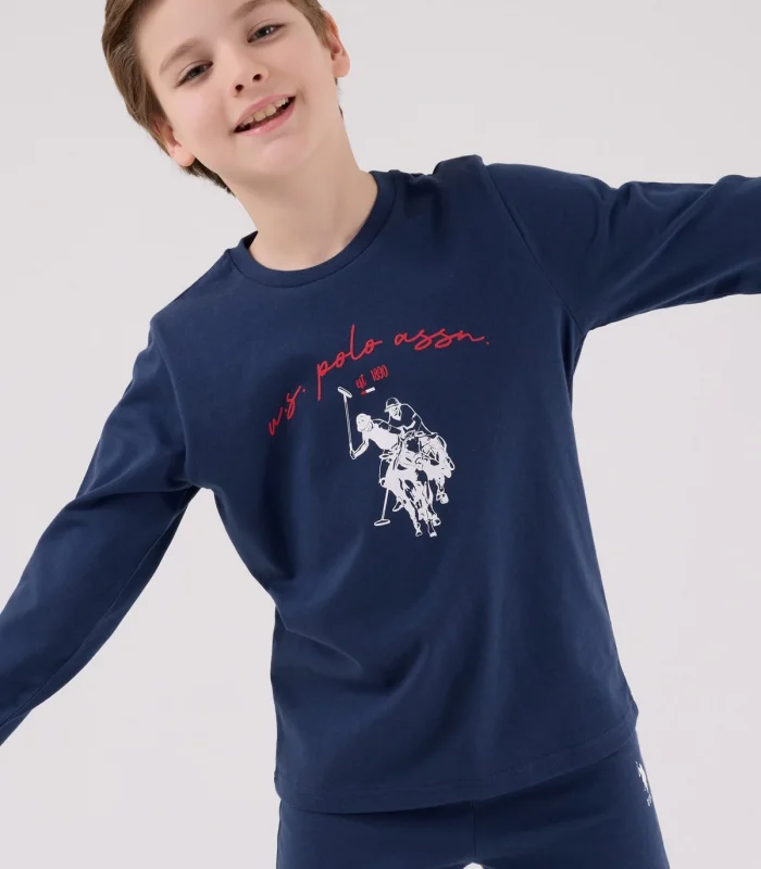 U.s. Polo Assn Uzun Kol Pijama Takım Us2233-4 Koyu İndigo