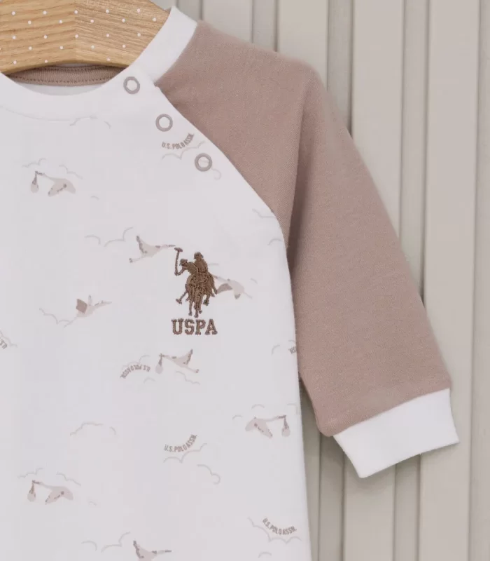 U.S.Polo Erkek Bebek Uzun Kol Patiksiz Tulum USB2020 Krem