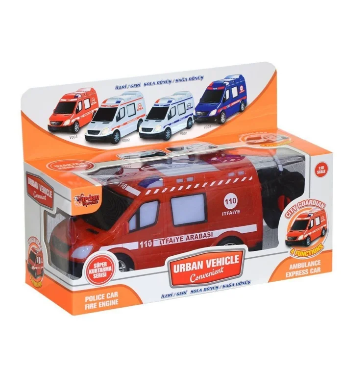V001-2 V3 V004  Kumandalı Sesli Işıklı Polis Arabası-Jandarma-Ambulans-İtfaiye 1:18-Vardem