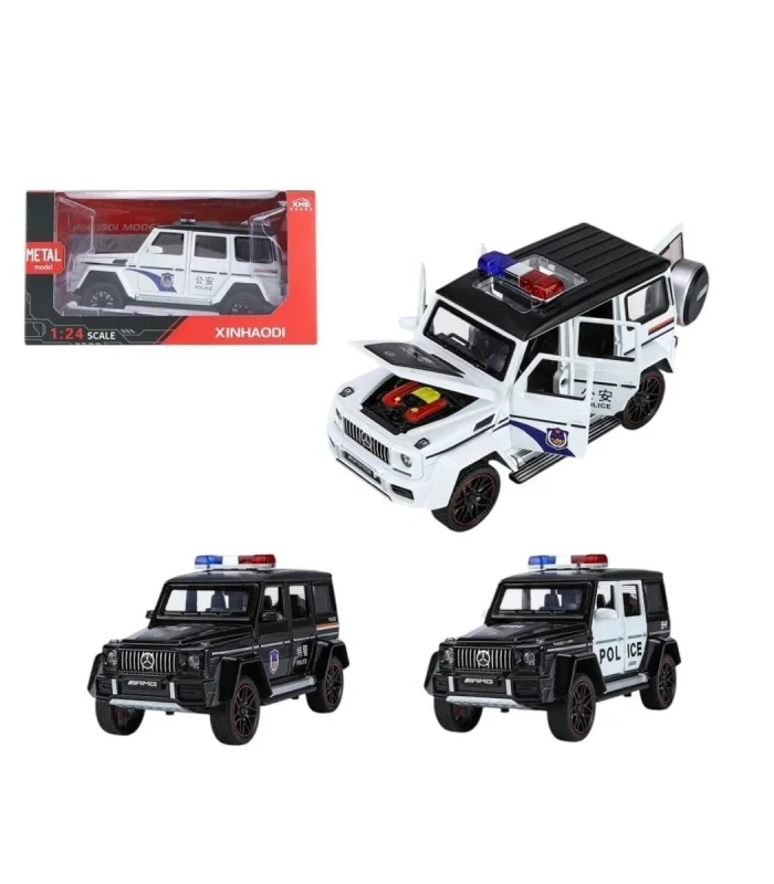 XHD-C2433 KUT 1:24 IŞIKLI SESLİ MODEL METAL POLİS JEEP(Belirtilen fiyat, tekli satış için adet fiyatıdır.)