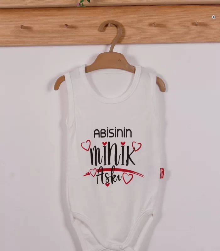 Yeni Doğan 3-12 Ay Abisinin Minik Aşkı Askılı Body Beyaz