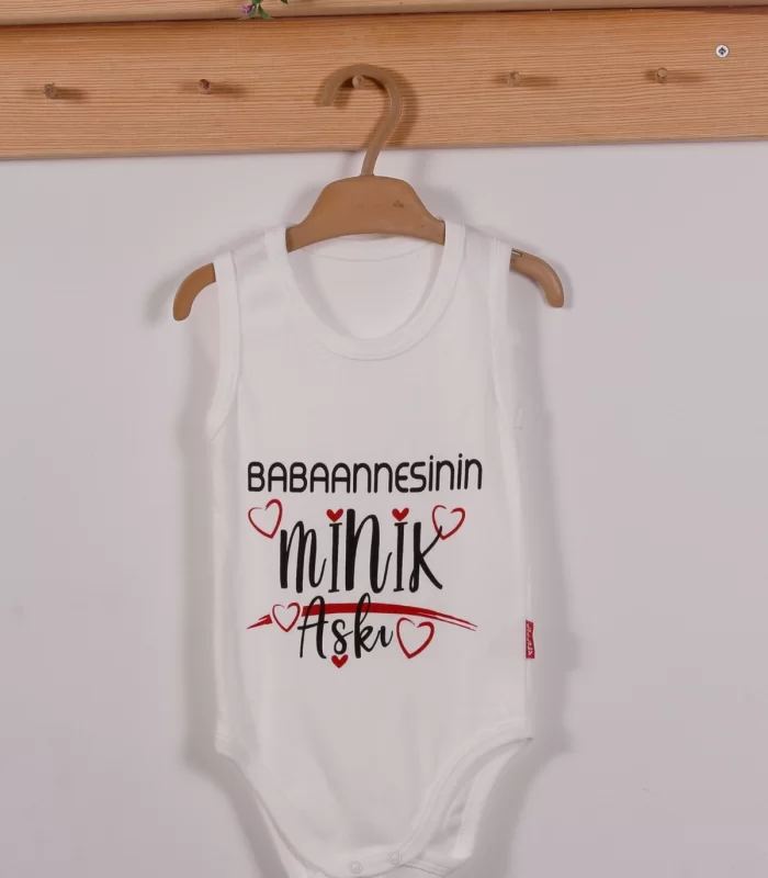 Yeni Doğan 3-12 Ay Annennesinin Minik Aşkı Askılı Body Beyaz