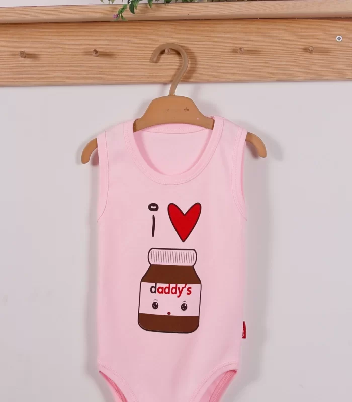 Yeni Doğan 3-12 Ay Çikolata Askılı Unisex Body Pembe