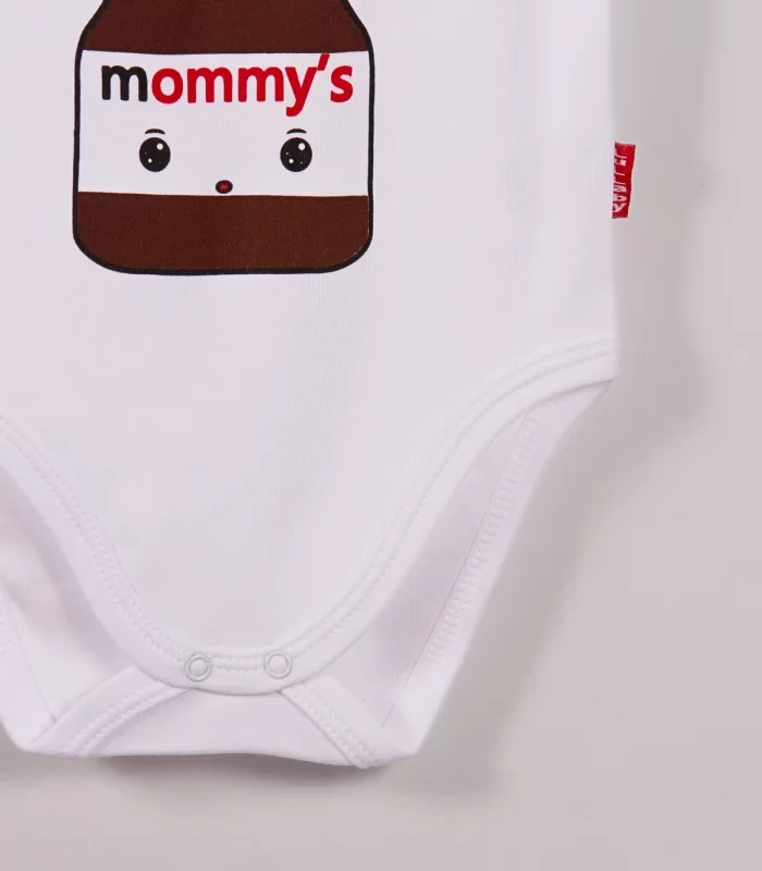 Yeni Doğan 3-12 Ay Daddys Çikolata Askılı Unisex Body Beyaz