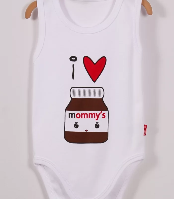 Yeni Doğan 3-12 Ay Mommys Çikolata Askılı Unisex Body Beyaz