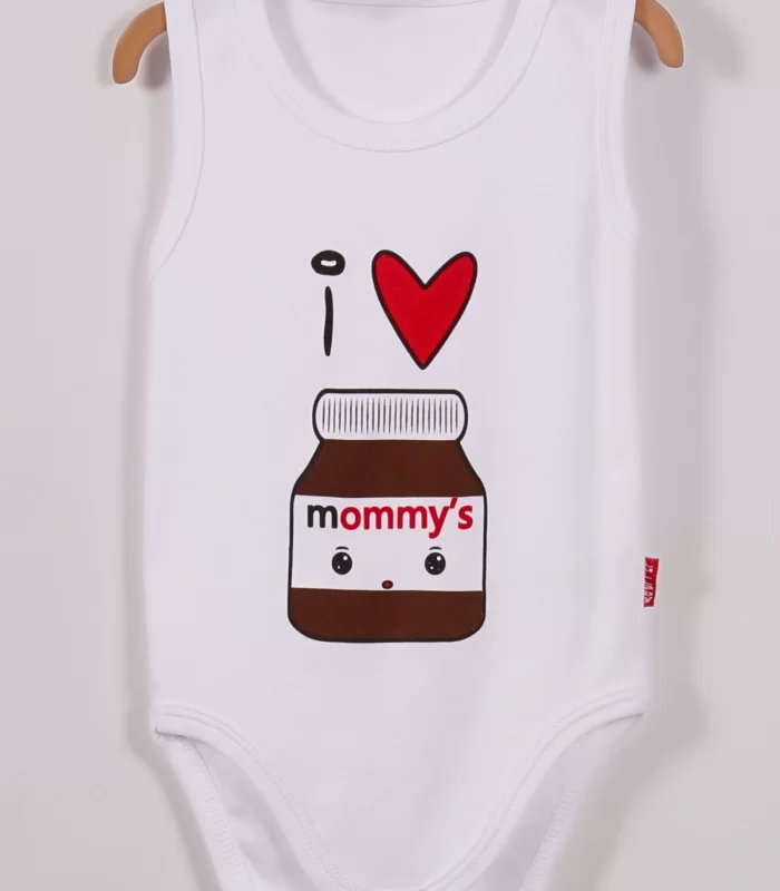 Yeni Doğan 3-12 Ay Mommys Çikolata Askılı Unisex Body Beyaz