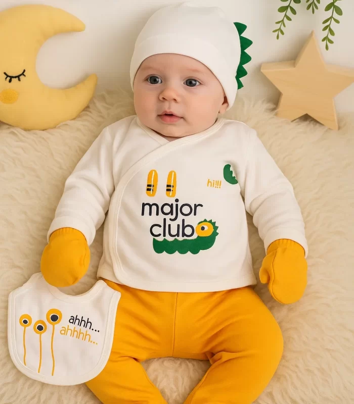 Yeni Doğan Magic Fularlı 5li Erkek Bebek Hastane Çıkışı Sarı