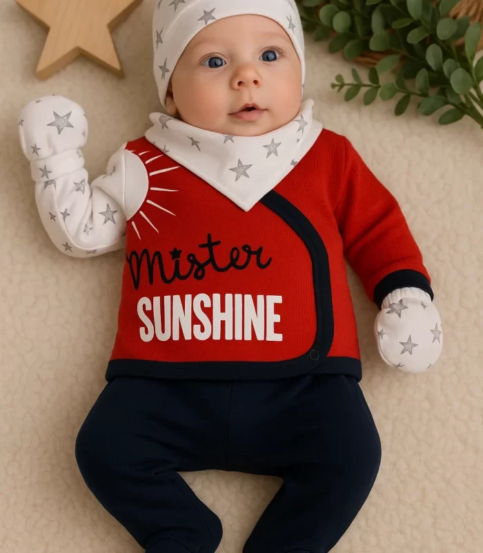 Yeni Doğan Sun Shine 5li Erkek Bebek Hastane Çıkışı Kırmızı
