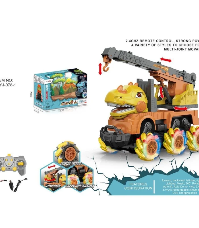 YJ-078-1  Uzaktan Kumandalı Full Fonksiyon 2.4G Dinozor Kamyon Vinç -Vardem
