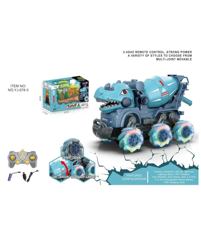 YJ-078-3 1:14 Uzaktan Kumandalı Full Fonksiyon 2.4G Dinozor Beton Mikseri -Vardem