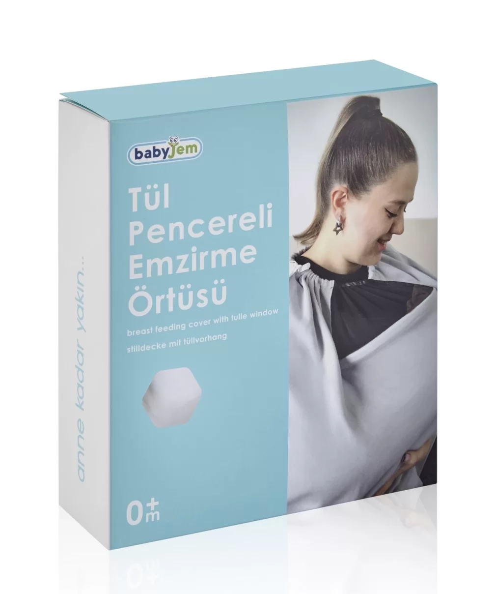 BabyJem Tül Pencereli Emzirme Önlüğü 735 Gri