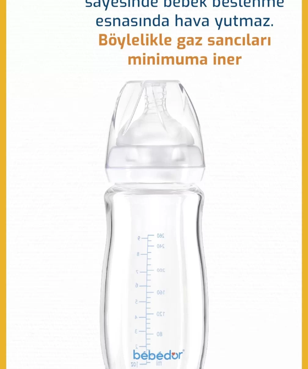 Bebedor Geniş Ağızlı Isıya Dayanıklı Cam Biberon 260ml 51301