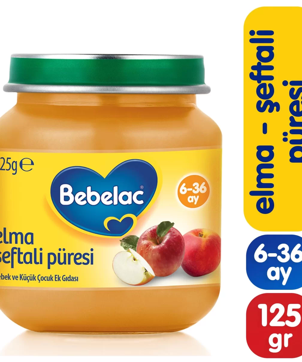 Bebelac Elma Şeftali Püresi Kavanoz Maması 125 Gr