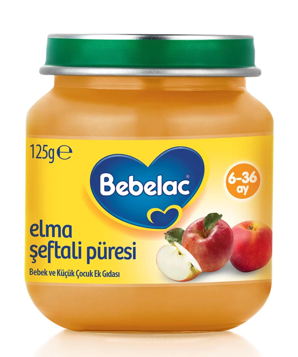 Bebelac Elma Şeftali Püresi Kavanoz Maması 125 Gr