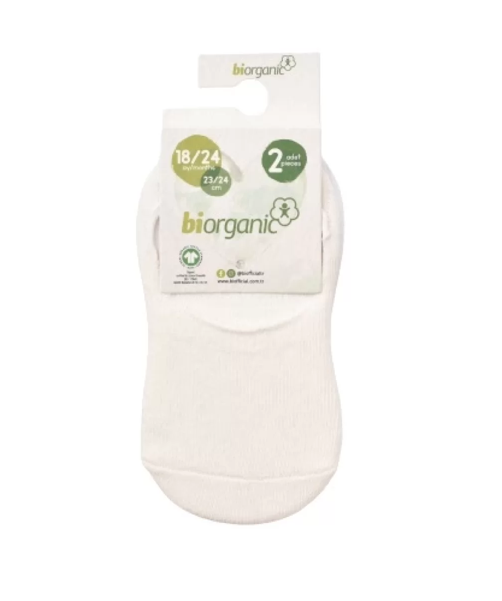 Bibaby Biorganic Basic Erkek Babet 2Li Çorap 68454 Beyaz-Ekru