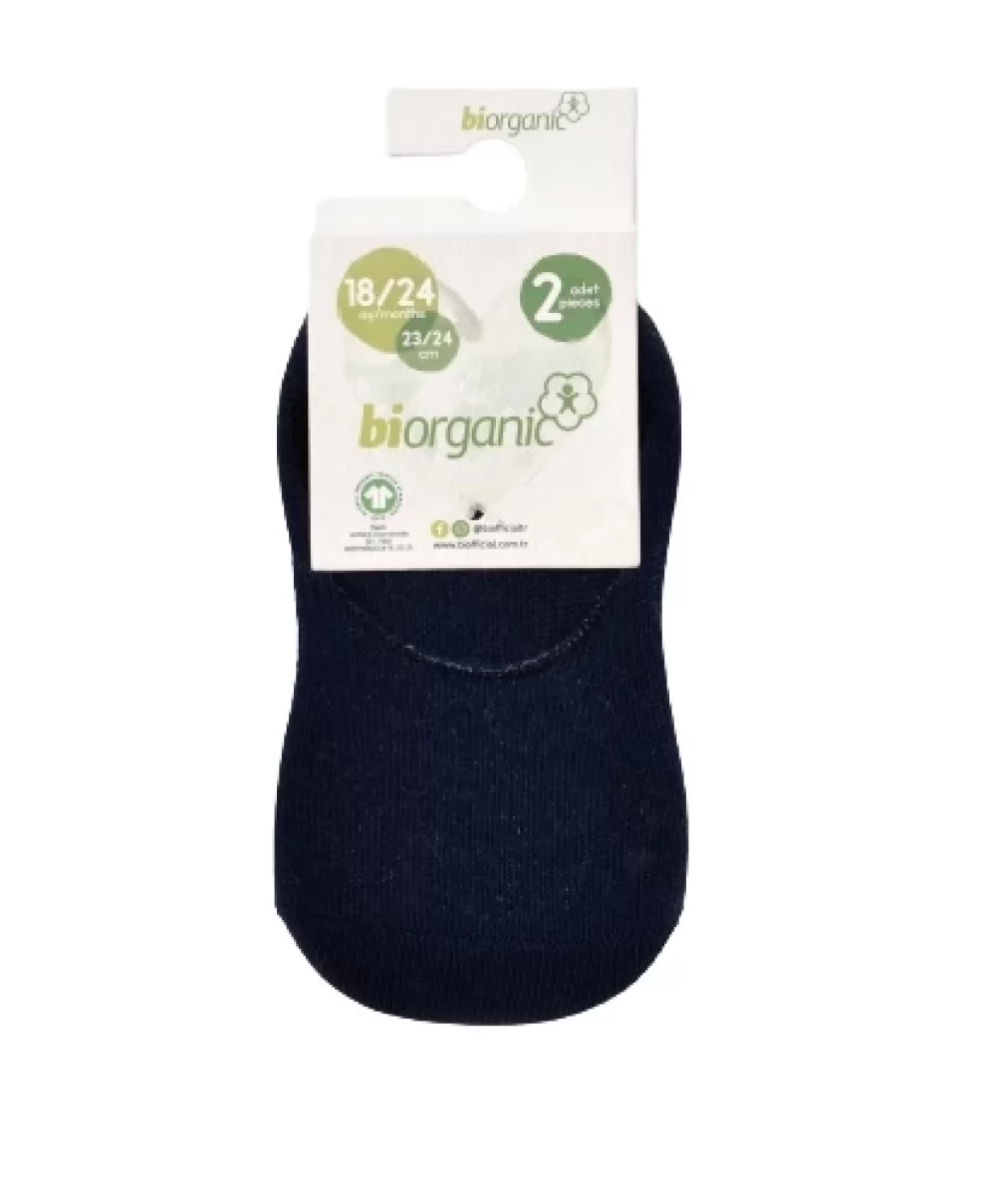 Bibaby Biorganic Basic Erkek Babet 2Li Çorap 68454 Gri Lacivert