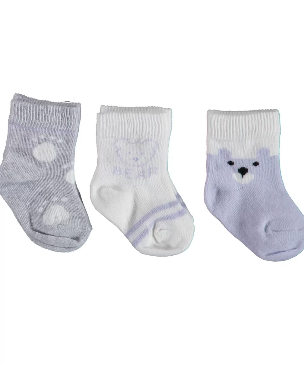 Bibaby Biorganic Bear 3Lü Kız Çorap 68411 Lila