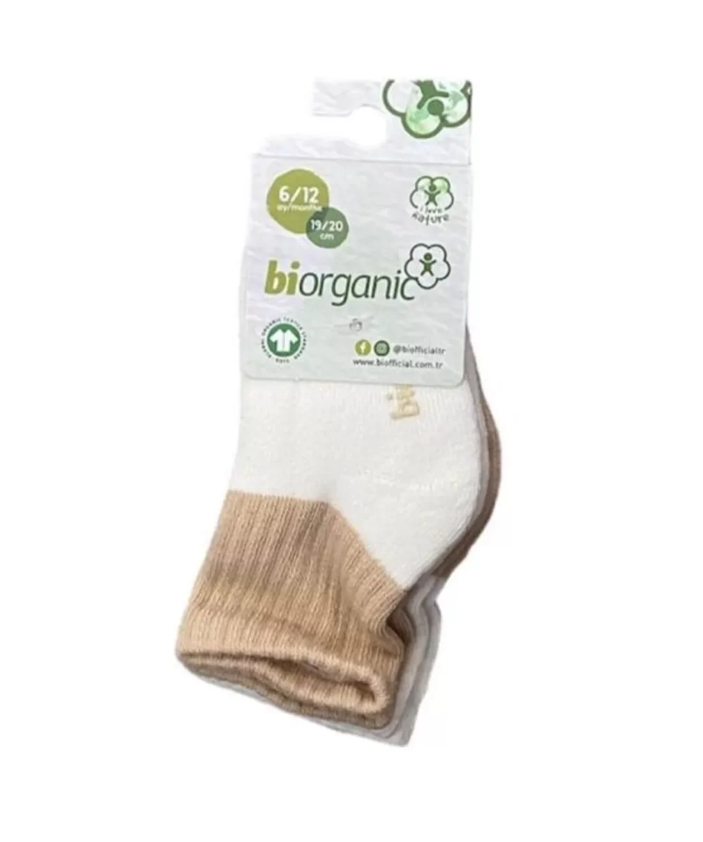 Bibaby Biorganic Colours 2Li Havlu Kaymaz Çorap 68480 Ekru Bej